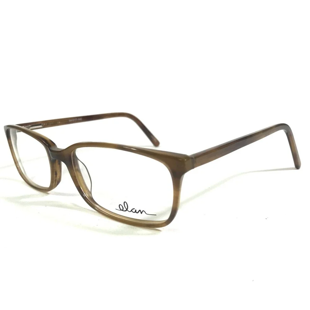 Elan 9307 Khaki Eyeglasses Frames Brown Horn Rectangular Full Rim 54-17-140